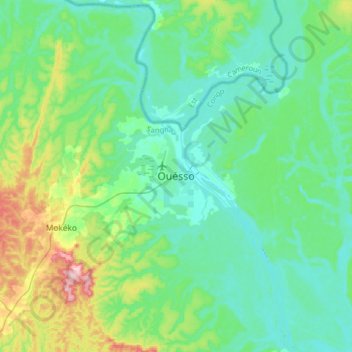 Ouésso topographic map, elevation, terrain