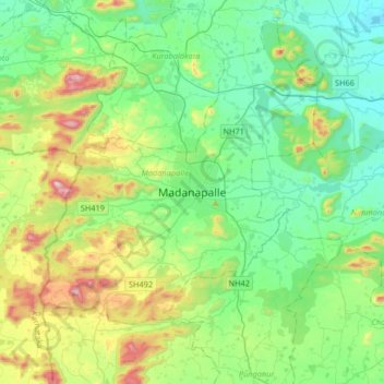 Madanapalle topographic map, elevation, terrain
