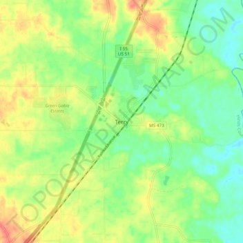Terry topographic map, elevation, terrain