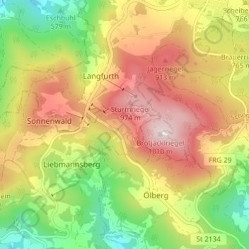 Neufang topographic map, elevation, terrain