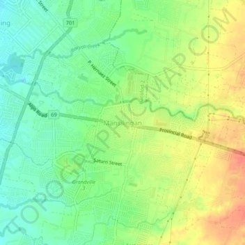 Mansilingan topographic map, elevation, terrain