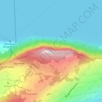 Bürgenstock topographic map, elevation, terrain