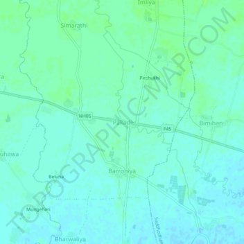 Pakadi topographic map, elevation, terrain