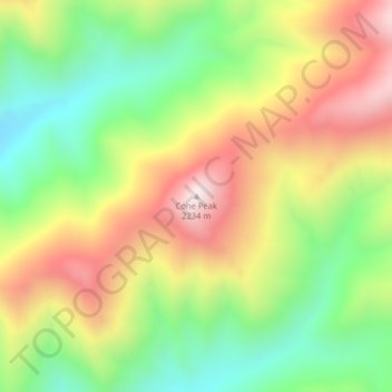 Cone Peak topographic map, elevation, terrain