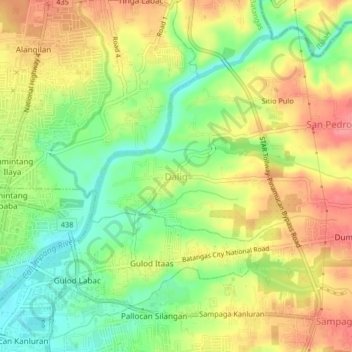 Dalig topographic map, elevation, terrain