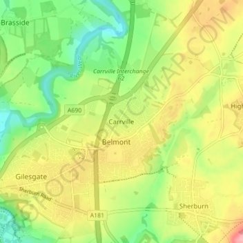 Carrville topographic map, elevation, terrain