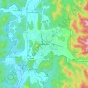 Mae Hong Son topographic map, elevation, terrain