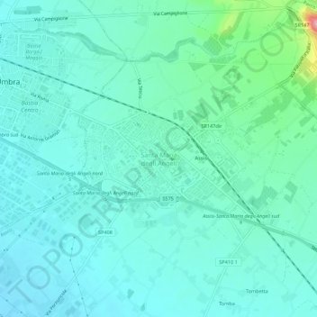 Santa Maria degli Angeli topographic map, elevation, terrain