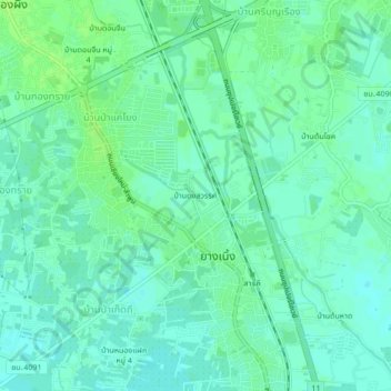 Ban Dong Sawan topographic map, elevation, terrain