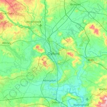 Oxford topographic map, elevation, terrain