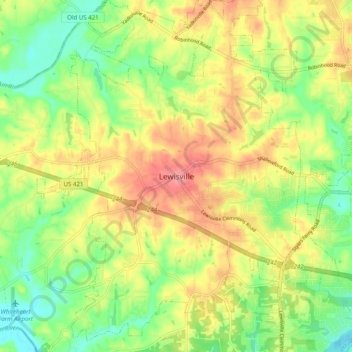 Lewisville topographic map, elevation, terrain