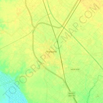 Nanpara topographic map, elevation, terrain