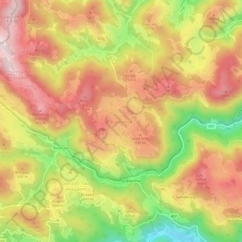 Butajnova topographic map, elevation, terrain