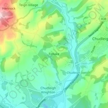 Finlake topographic map, elevation, terrain