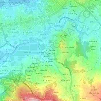 A Chantada topographic map, elevation, terrain