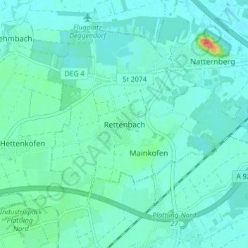 Rettenbach topographic map, elevation, terrain
