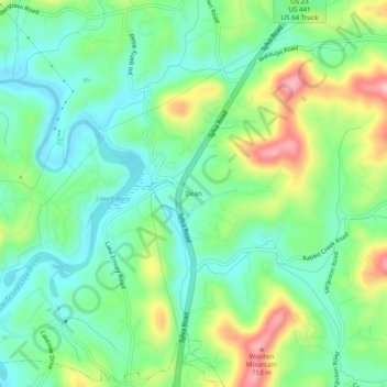 Dean topographic map, elevation, terrain