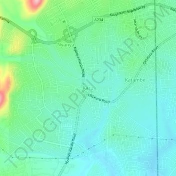 Karu topographic map, elevation, terrain