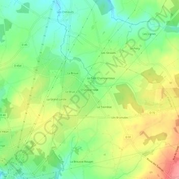 Champarnoux topographic map, elevation, terrain