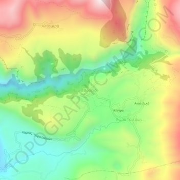 Voreio topographic map, elevation, terrain