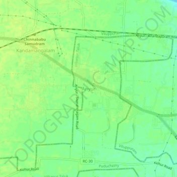 Ariyur topographic map, elevation, terrain
