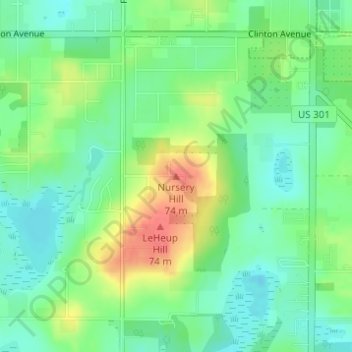 Nursery Hill topographic map, elevation, terrain