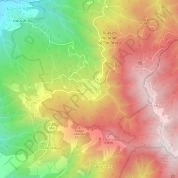 Vallombrosa topographic map, elevation, terrain