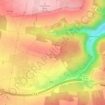 Knoll topographic map, elevation, terrain