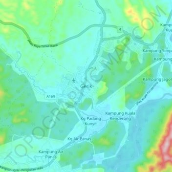 Gerik topographic map, elevation, terrain