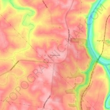 Shakertown topographic map, elevation, terrain
