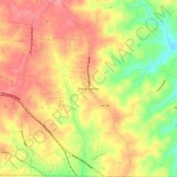 Poplar Springs topographic map, elevation, terrain