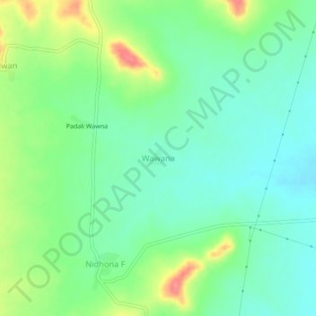 Wawana topographic map, elevation, terrain