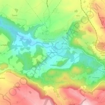 Le Corneloux topographic map, elevation, terrain