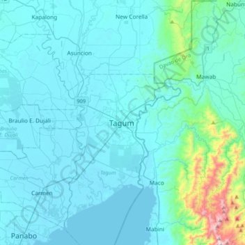 Tagum topographic map, elevation, terrain