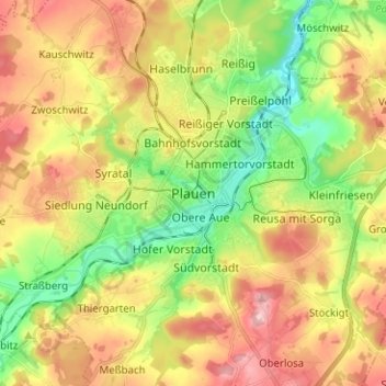 Plauen topographic map, elevation, terrain