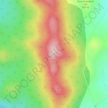 Montague Hill topographic map, elevation, terrain