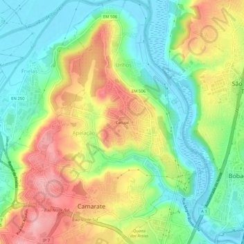 Catujal topographic map, elevation, terrain