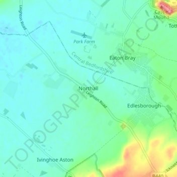 Northall topographic map, elevation, terrain