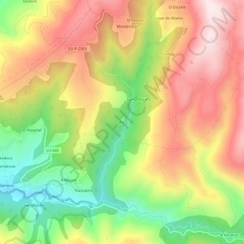 Río topographic map, elevation, terrain
