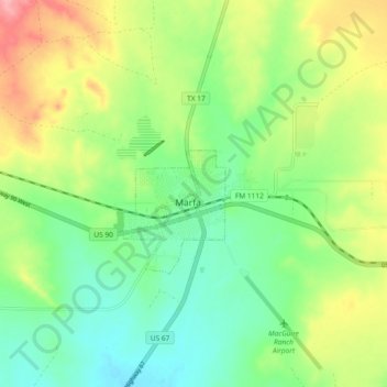 Marfa topographic map, elevation, terrain