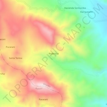 Poderosa topographic map, elevation, terrain