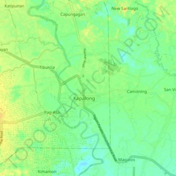 Kapalong topographic map, elevation, terrain