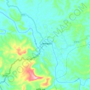 Bandarban topographic map, elevation, terrain