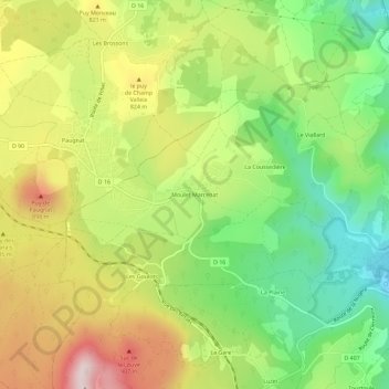 Moulet Marcenat topographic map, elevation, terrain