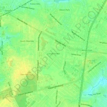 Lincoln Forest topographic map, elevation, terrain
