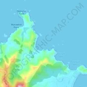 Parua Bay topographic map, elevation, terrain
