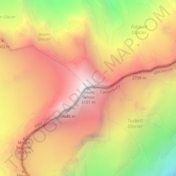 Mount Sefton topographic map, elevation, terrain