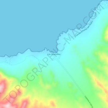 Las Guaneras topographic map, elevation, terrain