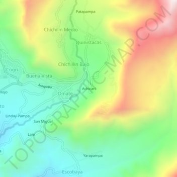Achicari topographic map, elevation, terrain