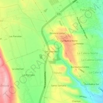 San Fransisco topographic map, elevation, terrain